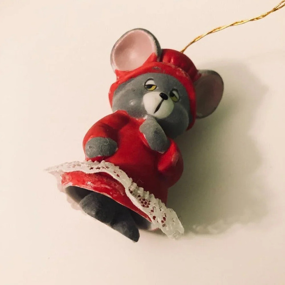 Vtg Soft N Snoozy Chimers  Mouse Bisque Porcelain Bell Ornament Taiwan - Picture 15 of 16